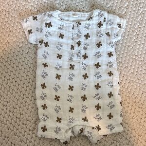 White and Brown New Orleans saints Baby Romper 3-6m
